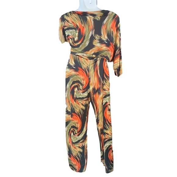 Plus Size Black/Orange Short Sleeve Romper - Picture 3 of 4